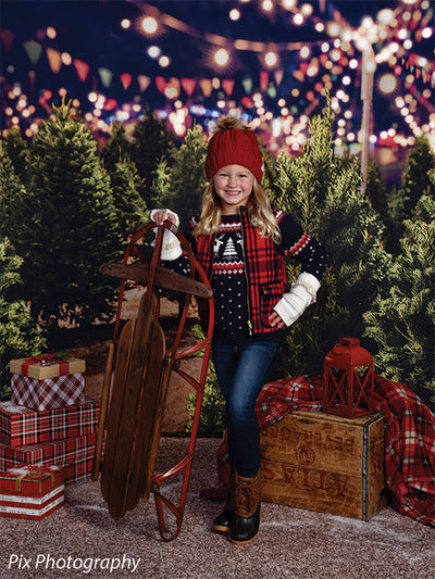 Christmas Tree Lot Printed Photography Backdrop