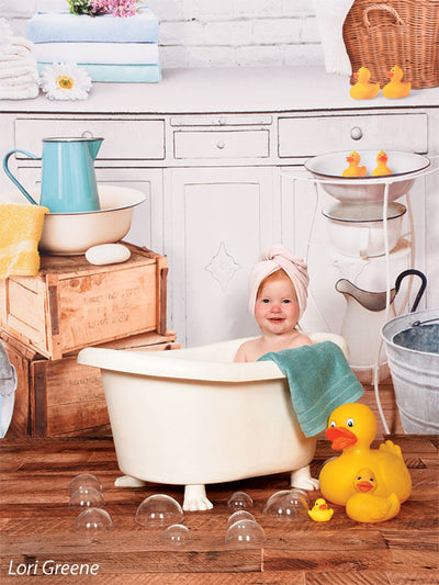 bathtub with baby photography bacdkrop