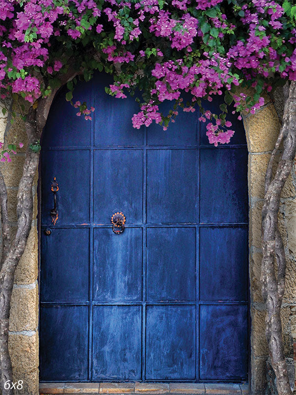 blue door flower spring backdrop