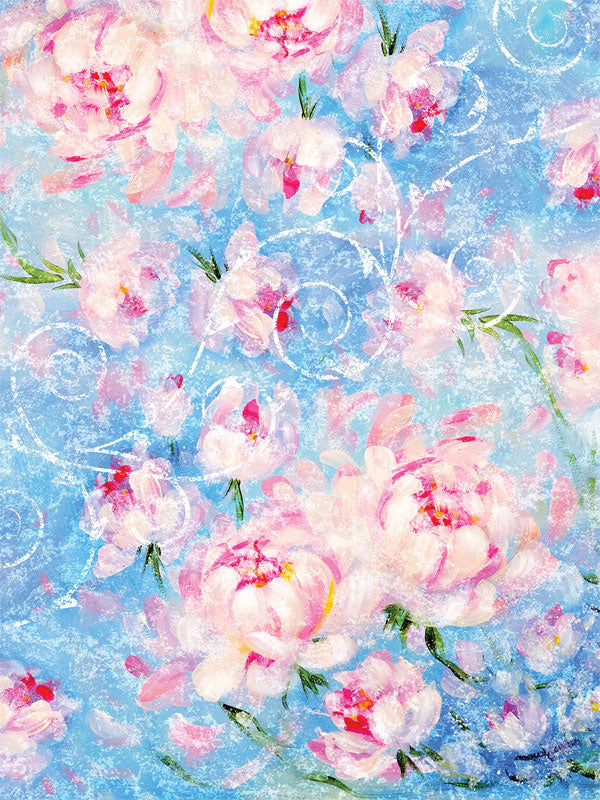 Pink Painted Flowers Printed Photo Backdrop