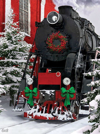 Christmas Train Printed Photo Backdrop