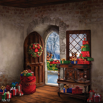 Christmas Sleigh Door Backdrop