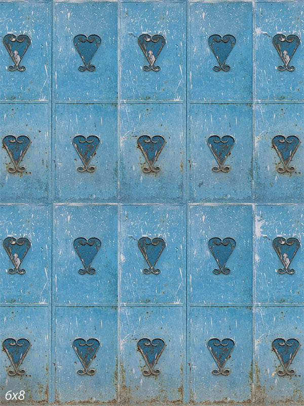 Metal Hearts Blue Valentines Day Backdrop