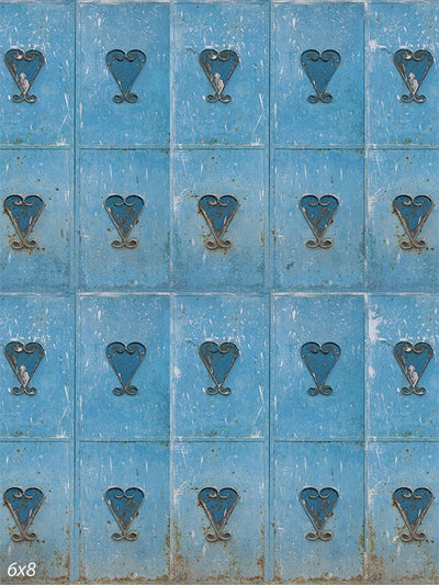 Metal Hearts Blue Valentines Day Backdrop