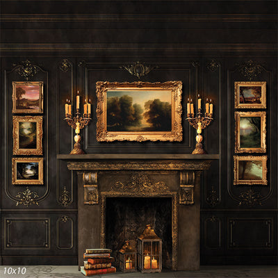 Fall Fireplace Background for Photography