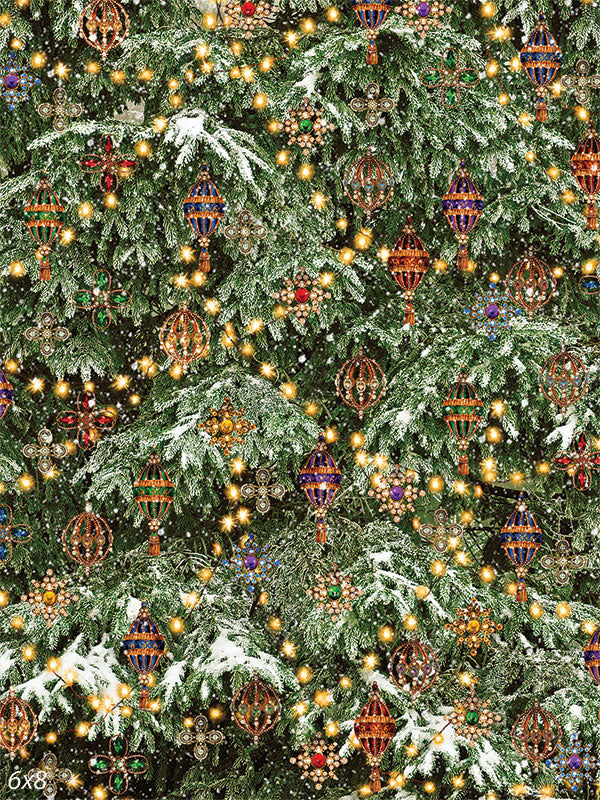 Decorated Evergreens Backdrop