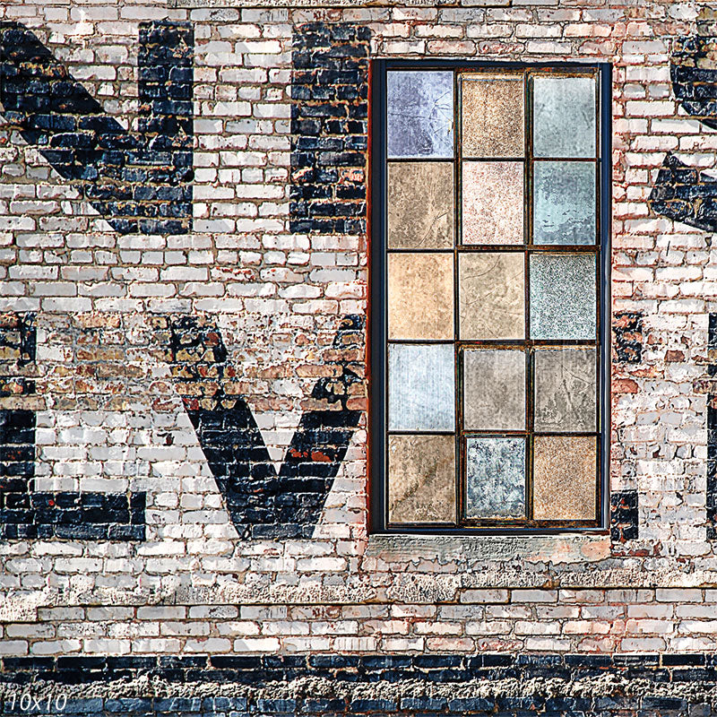 Brick Warehouse Window Photography Backdrop