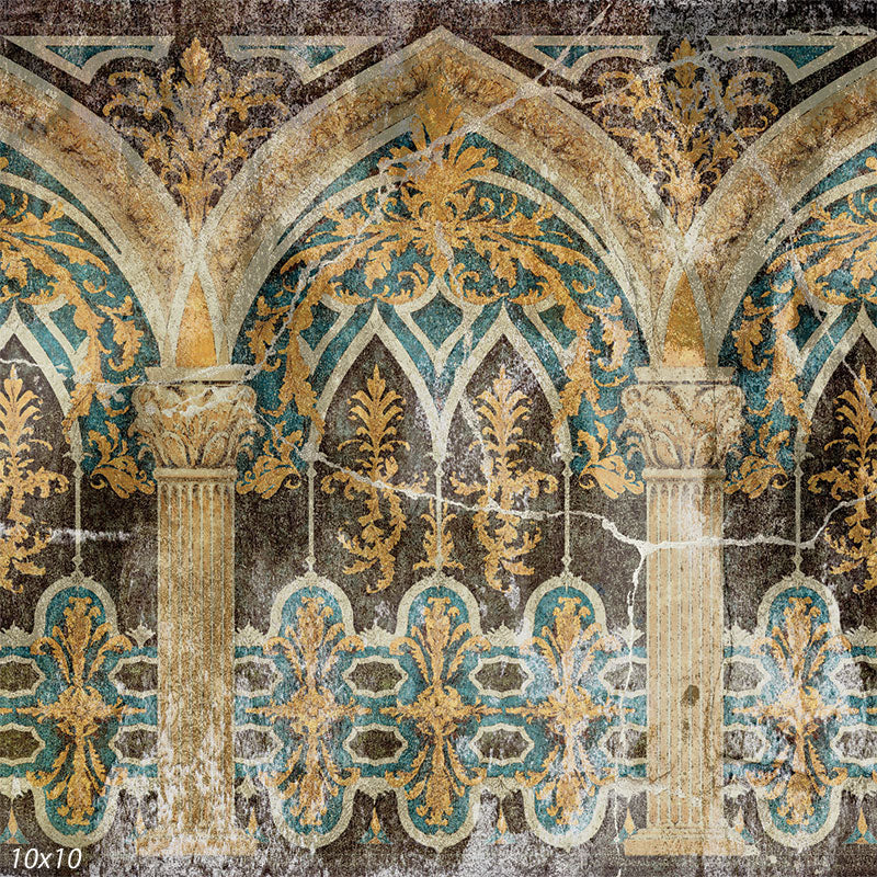 Fresco Arches Teal Background