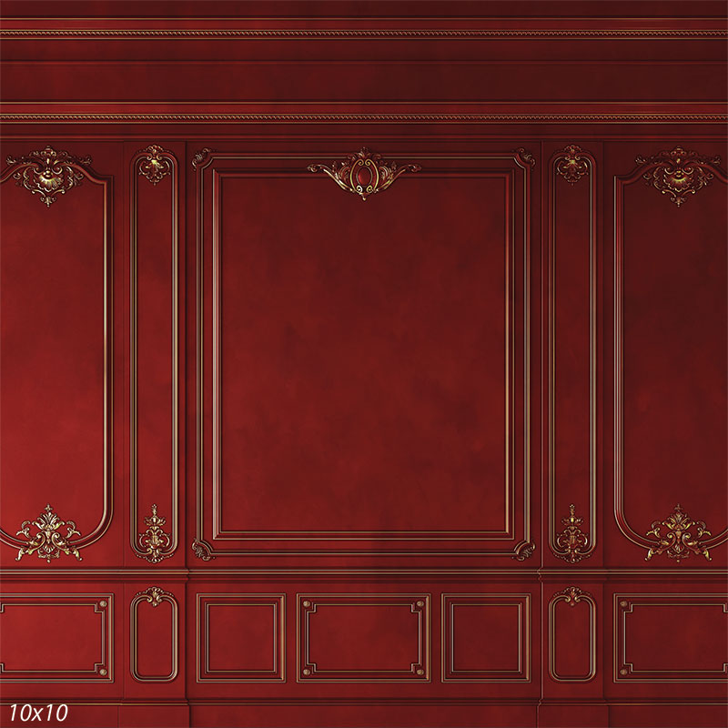 Red Faux Wall Backdrop - Red Ornate Texture