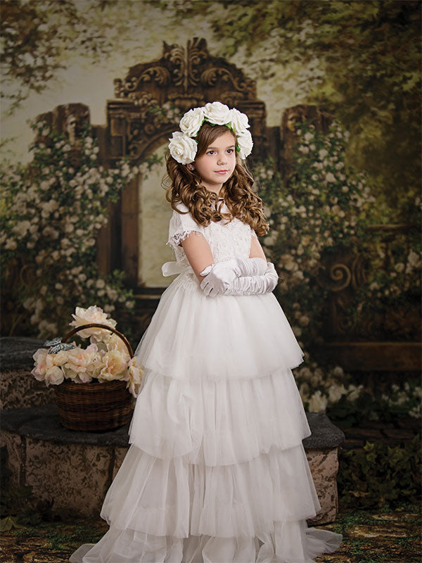 Enchanted Rose White Printed Photography Backdrop - Denny Manufacturing