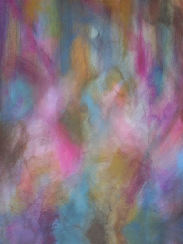 Multicolored pastel backdrop with dreamy brushstrokes in pink, blue, yellow, and violet.