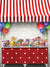 Carnival Candy Table Photography Backdrop - Photography backdrop featuring a carnival candy table with bright colors, a red and white awning, and festive balloons, perfect for kids' party photoshoots.