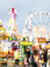 Carnival Lights Photography Backdrop - Carnival lights photography backdrop featuring blurred lights, ferris wheel, and carousel for playful photoshoots.