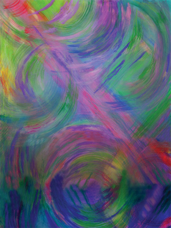 Abstract backdrop with vibrant jewel-toned brushstrokes in purple, green, and blue.