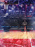 Championship Basketball Court Photography Backdrop - Realistic basketball court with wooden flooring and arena bleachers backdrop for sports-themed photography.