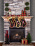 Christmas Fireplace and Stocking Photography Backdrop - Cozy stone fireplace with Christmas stockings, holiday décor, and a warm fire, perfect for festive photography backdrops.