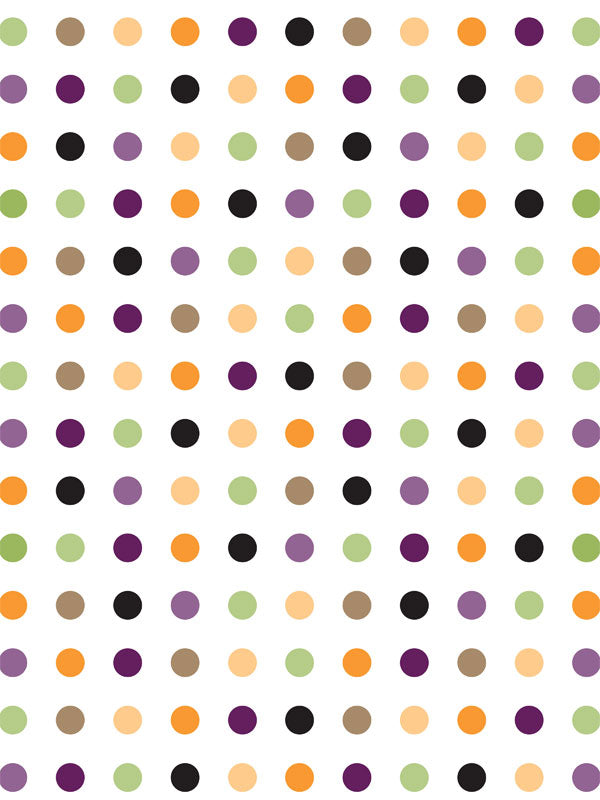 Colorful Halloween Candy Polka Dot Photography Backdrop - Vibrant multicolored polka dot photography backdrop on a white background, perfect for fun and playful photoshoots.