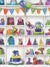 Colorful Party Decorations Photography Backdrop - A colorful photography backdrop featuring party decorations like balloons, gifts, party hats, and streamers, perfect for celebratory photoshoots.