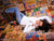 Mosaic of colorful vintage tags that create a vibrant photo background.