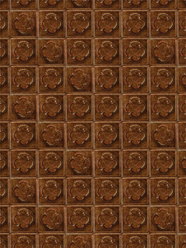 Aged copper tile pattern backdrop with embossed square detailing for warm, classic shoots.
