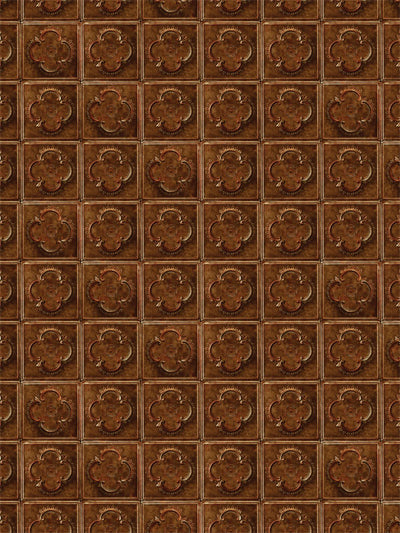 Aged copper tile pattern backdrop with embossed square detailing for warm, classic shoots.