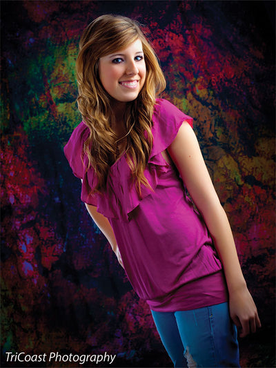 Blackened texture backdrop with bold crimson and golden highlights.