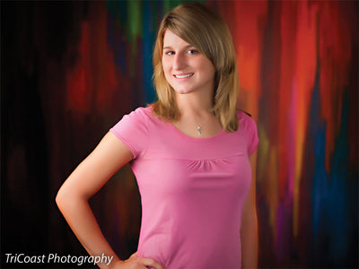Smooth and rough blended areas in rich pinks, oranges, greens, and teal.