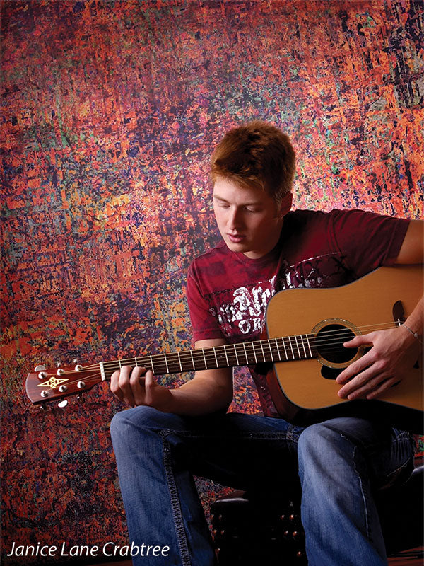 Artistic texture backdrop with saturated noise and complex grid overlay.