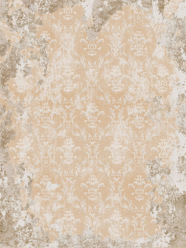 Distressed Beige Vintage Floral Photography Backdrop - Distressed beige floral photography backdrop with vintage design, perfect for professional photoshoots.