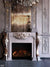 Elegant Vintage Fireplace Photography Backdrop - Ornate vintage fireplace with warm glow, used as a photography backdrop.