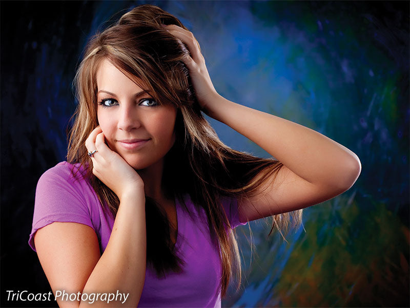 Backdrop with emotive brush flow and layered color transitions.