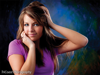 Backdrop with emotive brush flow and layered color transitions.