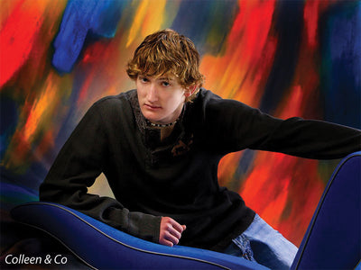 Rich in painterly emotion, this backdrop blends jewel tones and chaos.