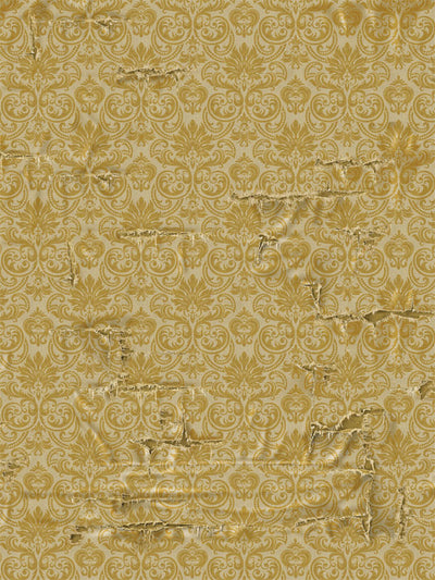 Yellow damask distressed photography backdrop with intricate pattern, ideal for professional portrait and vintage-style photography.