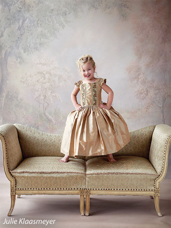 Gentle floral path surrounded by pastel blooms and soft ambient light.