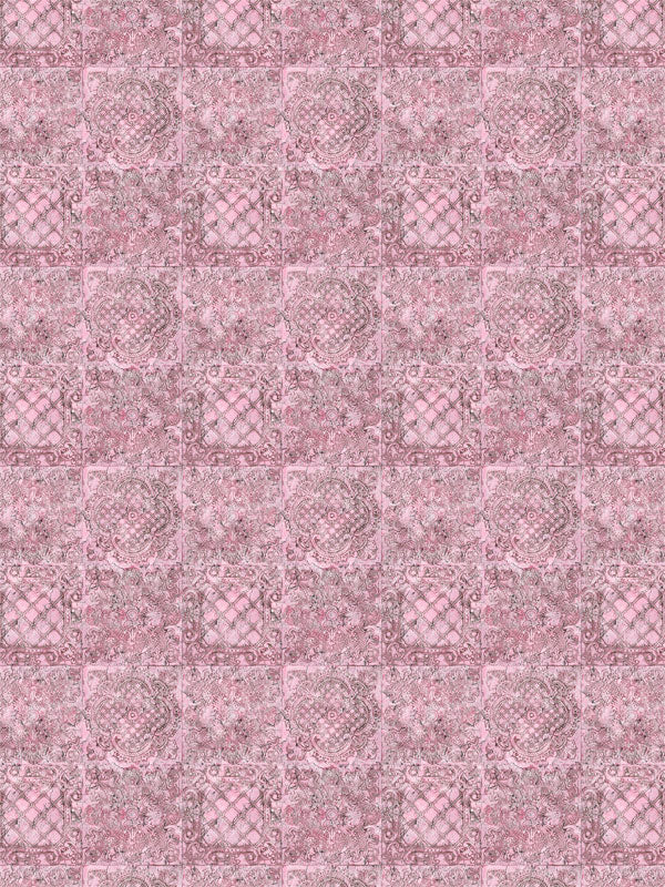 Romantic pink photography backdrop with vintage European tile pattern.