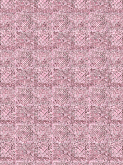 Romantic pink photography backdrop with vintage European tile pattern.