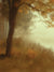Golden-hued meadow backdrop with tree silhouette and misty fall ambiance.