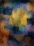 Abstract backdrop with layered brushstrokes in deep blues, greens, and golds.