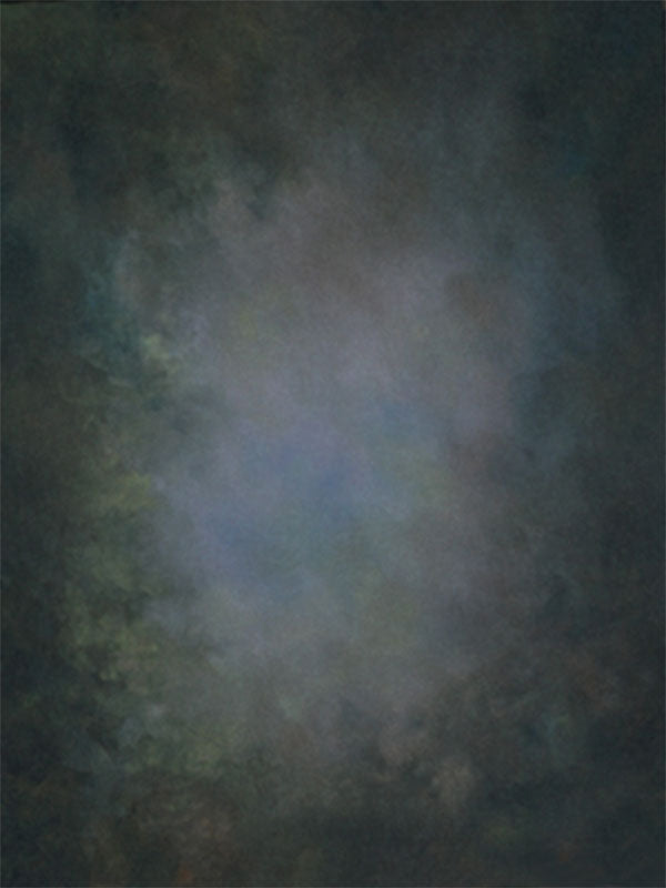 A rich, moody studio photography backdrop with deep greens, blues, and soft organic textures, ideal for classic and fine art portraits.