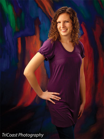 Artistic swirls of layered color designed for modern portrait settings.