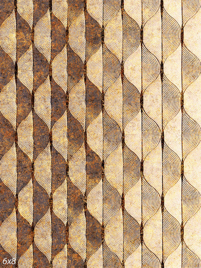 Golden Abstract Texture Photography Backdrop - Photography backdrop featuring an abstract design with flowing golden wave patterns and geometric circular details.