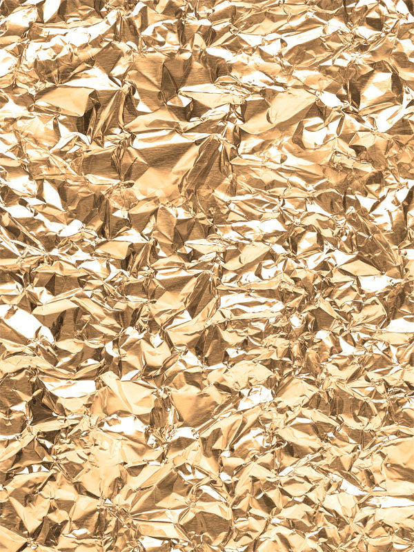 Golden Foil Texture Photography Backdrop - Golden foil texture photography backdrop with crinkled texture, ideal for luxury-themed photoshoots or product photography.