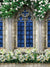 Gothic Garden Window Photography Backdrop - Gothic Garden Window Photography Backdrop featuring a stone gothic window with blue stained glass and white flowers.