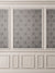 Gray Damask Paneled Wall Photography Backdrop - Gray damask pattern photography backdrop with white wall panels, ideal for professional and formal photoshoots.