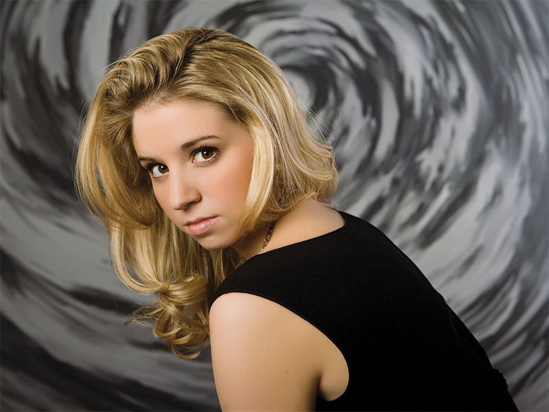 High-impact spiral in gray tones for bold portrait settings.