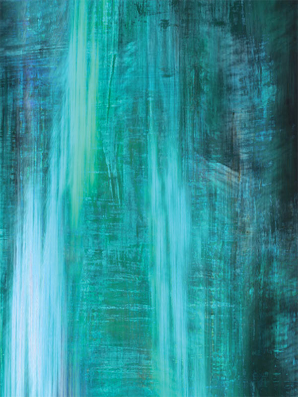 Studio backdrop with vertical teal brushstrokes and smooth aqua gradients.