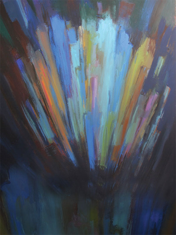 Central explosion of cool blues and purples radiating from a dark base for dramatic portraits.