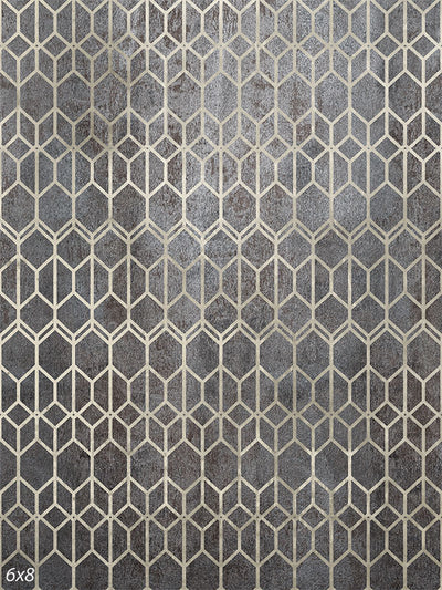 Industrial Geometric Pattern Photography Backdrop - Photography backdrop featuring an industrial geometric pattern in refined silver and gray with a subtle metallic finish.