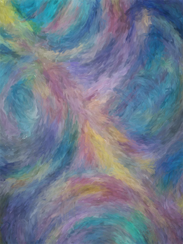 Soft abstract background with expressive brushstrokes in lavender, teal, and yellow.
